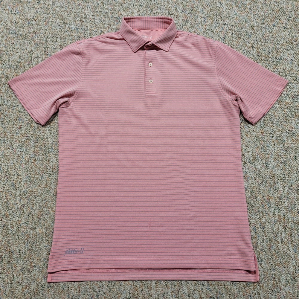 johnnie-O Polo Mens XL Pink Striped Performance Short Sleeve Golf Shirt
